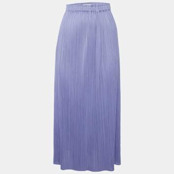 Pleats Please By Issey Miyake Purple Crepe Pleated Midi Skirt L