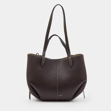 Pre Owned Polene Dark Brown Leather Cyme Mini Tote