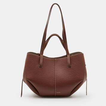 Pre Owned Polene Brown Leather Cyme Mini Tote