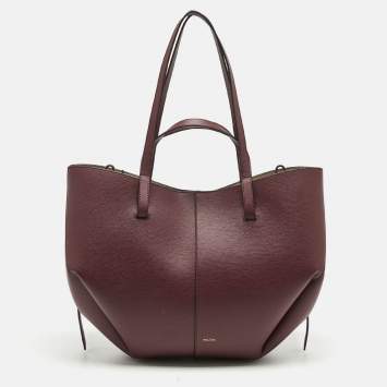 Pre Owned Polene Burgundy Leather Cyme Tote