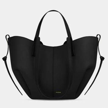 Pre Owned Polene Cyme Mini Grained Black Edition Calfskin Leather Shoulder Bag