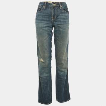 Pre Owned Polo Ralph Lauren Blue Distressed Denim Slim Jeans M Waist 30"