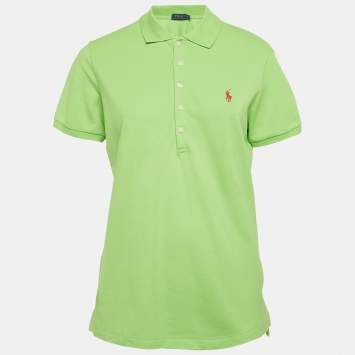 Pre Owned Polo Ralph Lauren Line Green Logo Embroidered Pique Polo T-Shirt XL