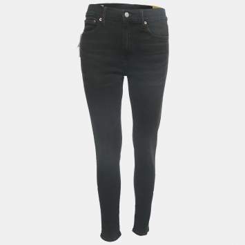 Pre Owned Polo Ralph Lauren Black Denim High Rise Skin Fit Jeans M Waist 28"