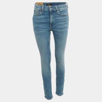 Pre Owned Polo Ralph Lauren Blue Denim The Tompkins Mid Rise Skinny Jeans M/Waist 28"