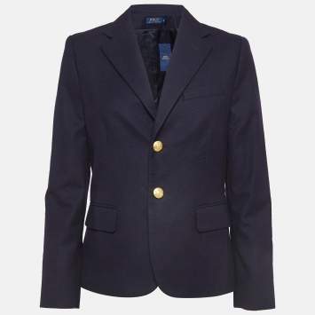Pre Owned Polo Ralph Lauren Navy Blue Wool Single Breasted Blazer M