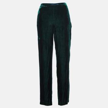مملوكة مسبقًا Polo Ralph Lauren Green Velvet Loose Pants XS