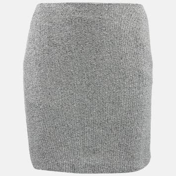 Pre Owned Polo Ralph Lauren Grey Beaded Chiffon Mini Skirt S