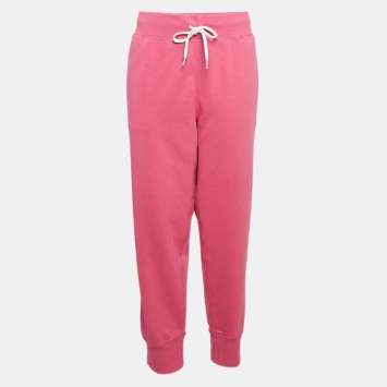 Pre Owned Polo Ralph Lauren Pink Logo Embroidered Cotton Blend Knit Trackpants XL