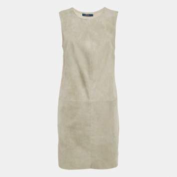 Pre Owned Polo Ralph Lauren Grey Suede and Cashmere Knit Sleeveless Mini Dress M