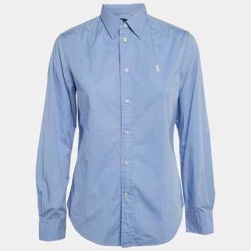 Pre Owned Polo Ralph Lauren Blue Cotton Classic Fit Shirt S