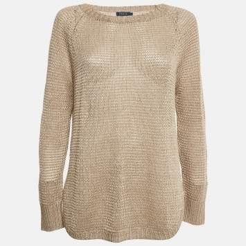 Pre Owned Polo Ralph Lauren Beige Linen Knit Sweater S