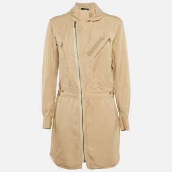 Pre Owned Polo Ralph Lauren Beige Lyocell Zip Front Shirt Dress S