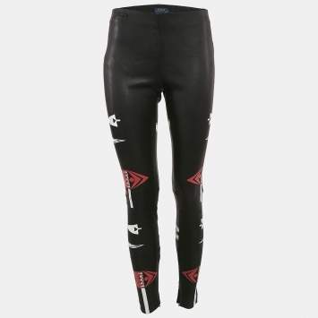 Polo Ralph Lauren Black Printed Leather Pants S