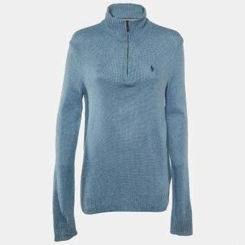 Polo Ralph Lauren Blue Silk Full Sleeve Sweater S