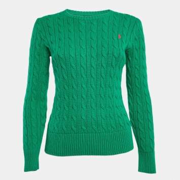 Polo Ralph Lauren Green Cable Knit Long Sleeves Sweater XL
