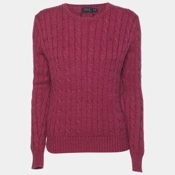 Pre Owned Polo Ralph Lauren Purple Cotton Knit Full Sleeve Sweater S