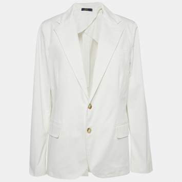 Pre Owned Polo Ralph Lauren White Cotton Button Front Jacket XL