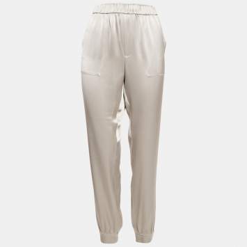 مملوكة مسبقًا Polo Ralph Lauren Grey Satin Jogger Pants M