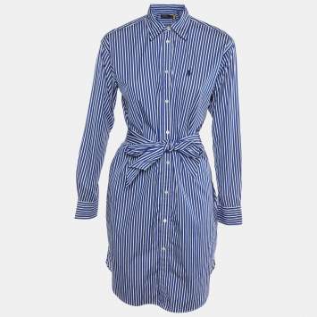 Polo Ralph Lauren Blue Striped Cotton Shirt Dress S
