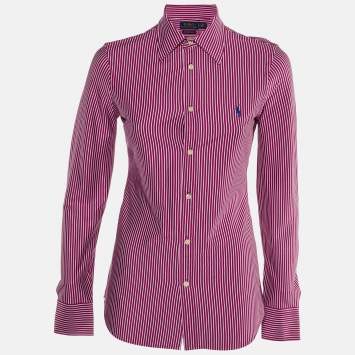 Polo Ralph Lauren Pink Striped Knit Dress Shirt S