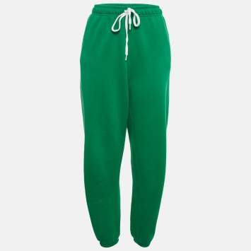 Pre Owned Polo Ralph Lauren Green Cotton Knit Sweatpants M
