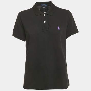 Pre Owned Polo Ralph Lauren Black Cotton The Skinny Polo T-Shirt XL
