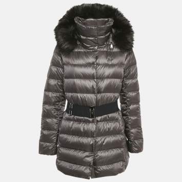 Pre Owned Polo Ralph Lauren Dark Grey Nylon Hooded Down Jacket M