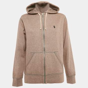 Pre Owned Polo Ralph Lauren Brown Brown Cotton Zip-Up Hoodie S