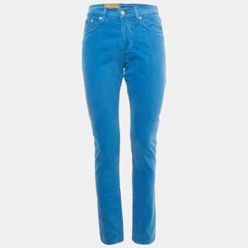 Pre Owned Polo Ralph Lauren Blue Denim High Rise Slim Jeans M/Waist 27"