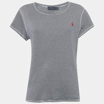 Pre Owned Polo Ralph Lauren Blue/White Jersey T-Shirt XL