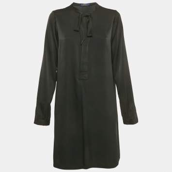 مملوكة مسبقًا Polo Ralph Lauren Black Satin Mini Dress S