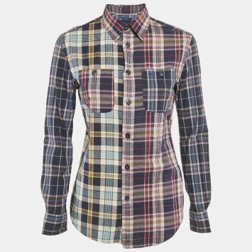 مملوكة مسبقًا Polo Ralph Lauren Blue Checks Cotton Long Sleeve Shirt XS