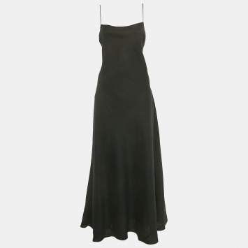 مملوكة مسبقًا Polo by Ralph Lauren Black Linen Strappy Maxi Dresss XL