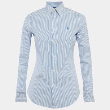 مملوكة مسبقًا Polo Ralph Lauren Blue Striped Cotton Long Sleeve Shirt S