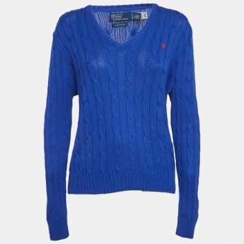 Pre Owned Polo Ralph Lauren Blue Cable Knit Sweater XL