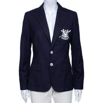 Pre Owned Polo Ralph Lauren Navy Blue Wool Greenwich Blazer M