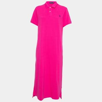 Pre Owned Polo Ralph Lauren Pink Cotton Short Sleeve Polo Dress XL