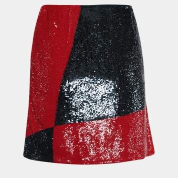 Pre Owned Polo Ralph Lauren Colorblock Sequined Mini Skirt XS