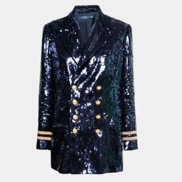 Pre Owned Polo Ralph Lauren Blue Sequin Blazer L
