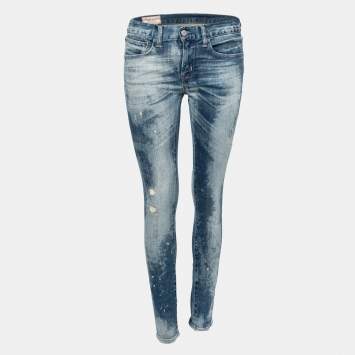 Pre Owned Polo Ralph Lauren Blue Denim Distressed Jeans S Waist 28" 