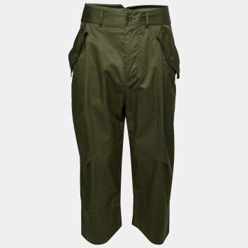Pre Owned Polo Ralph Lauren Olive Green Cotton Cropped Trousers M  