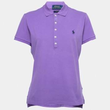 Pre Owned Polo Ralph Lauren Purple Cotton Pique Polo T-Shirt L   