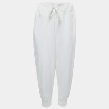 Pre Owned Polo Ralph Lauren White Cotton Beaded Side Stripe Jog Pants XL