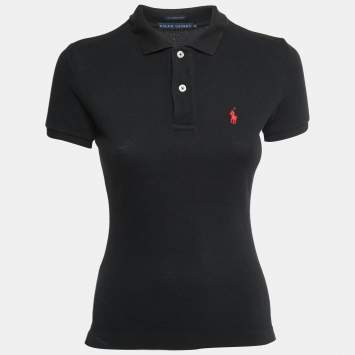 Pre Owned Ralph Lauren Black Cotton Pique The Skinny  Polo T-shirt XS