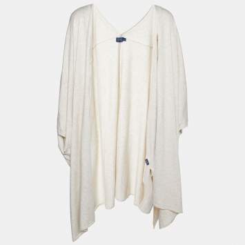 Pre Owned Polo Ralph Lauren Cream Knit Open Front Shrug L