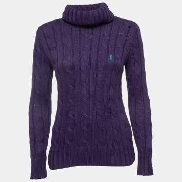 Pre Owned Polo Ralph Lauren Purple Cotton Knit Turtle Neck Sweater S