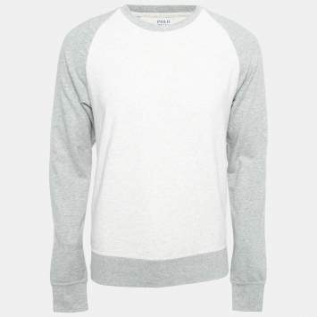 Pre Owned Polo Ralph Lauren Light Grey Cotton Crew Neck Long Sleeve T-Shirt M