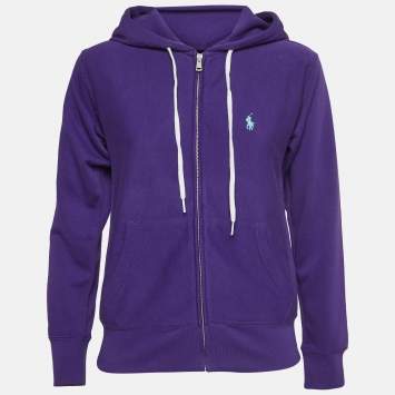 Pre Owned Polo Ralph Lauren Purple Cotton Blend Zip Front Hooded Sweatshirt XS