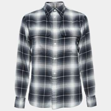 Pre Owned Polo Ralph Lauren Monochrome Tartan Cotton Shirt XS